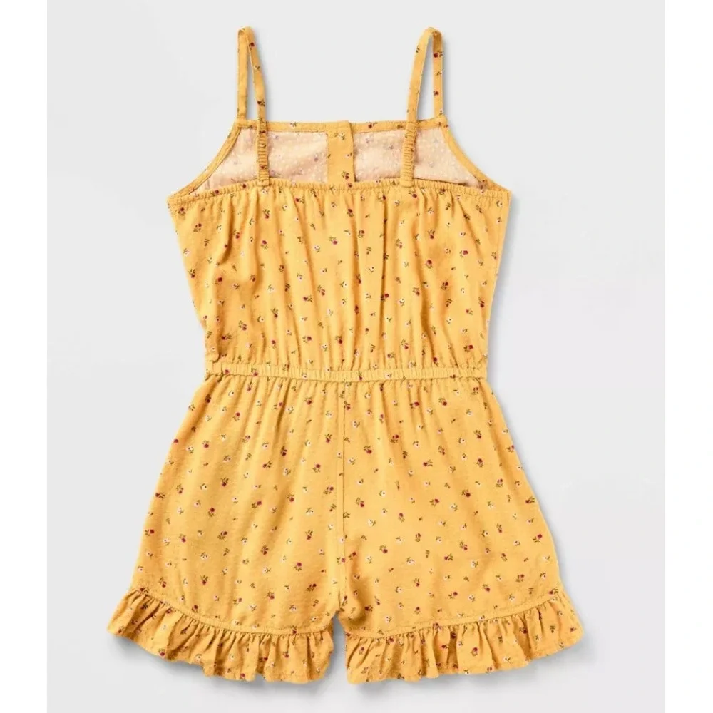 Girls' Adaptive Sleeveless Floral Romper, Medium